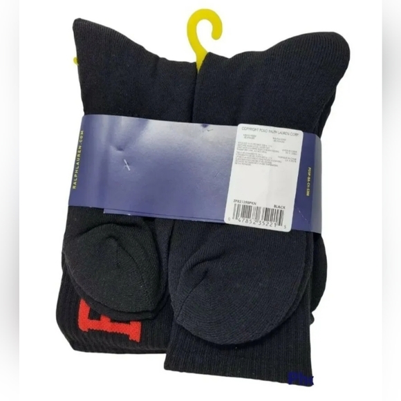 Polo Ralph Lauren Men's Black Classic Sport Crew Sock 6-Pack (10-13) - Picture 2 of 3